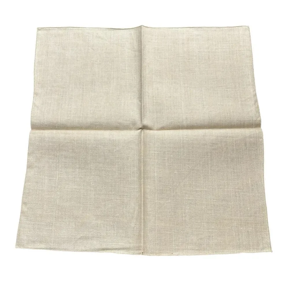 Vintage Kelly Green Pure Linen Tablecloth (52x70) & 6 Ivory Linen Napkins NOS*